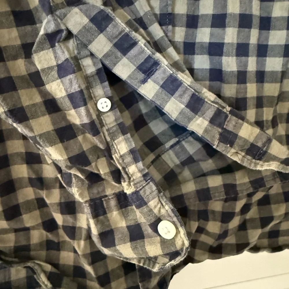 Mens J.Crew Classic Fit Checkered NavyGreen Button Down Sz M Preppy Plaid Ranch